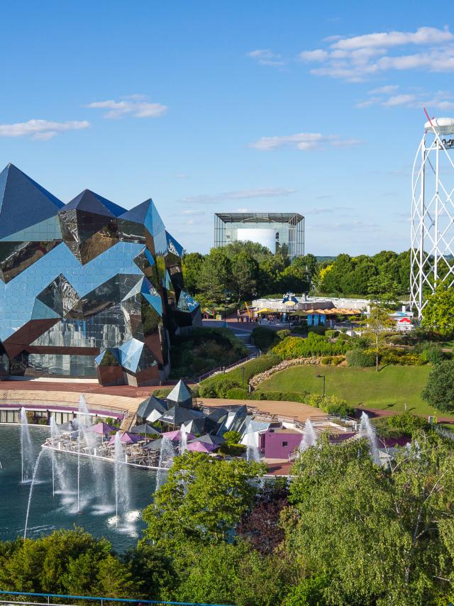 Vue d'ensemble, vue aérienne du Parc du Futuroscope