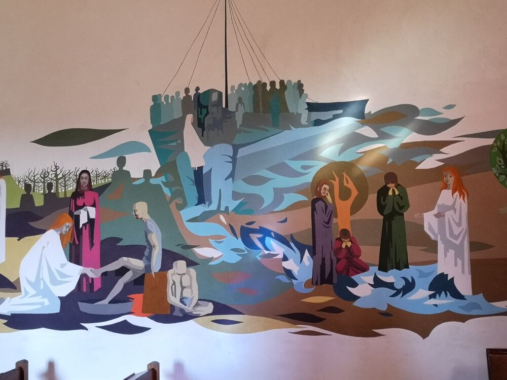 Le Verger-sur-Dive -fresque chapelle Ste Radegonde